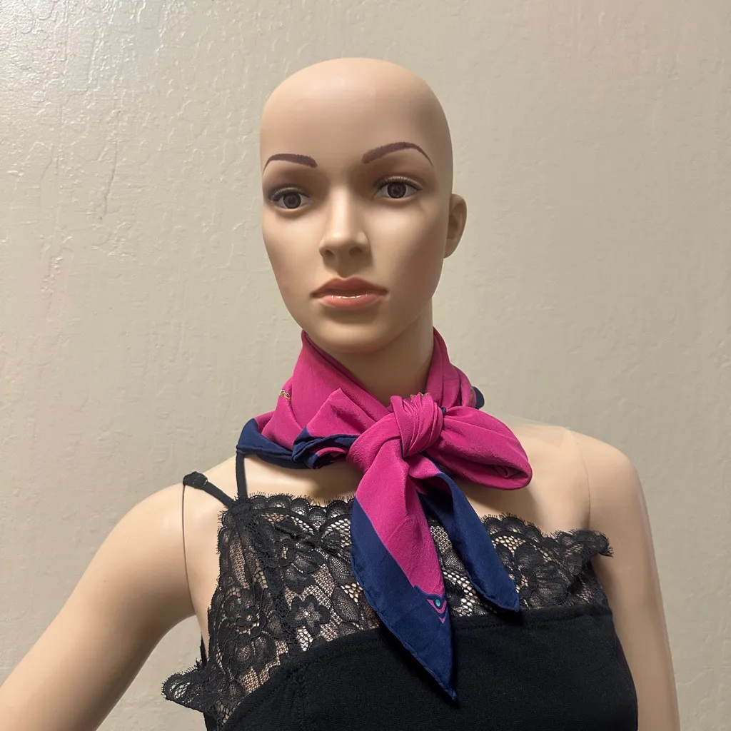 Cartier  Pink and Navy Silk Scarf - Image 3