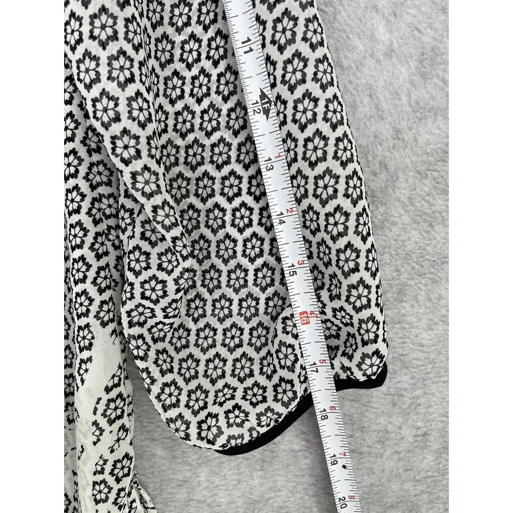 Ann Taylor Women's Blouse Tunic Sheer Black White Floral Size XS 3/4 Sleeve - Image 6
