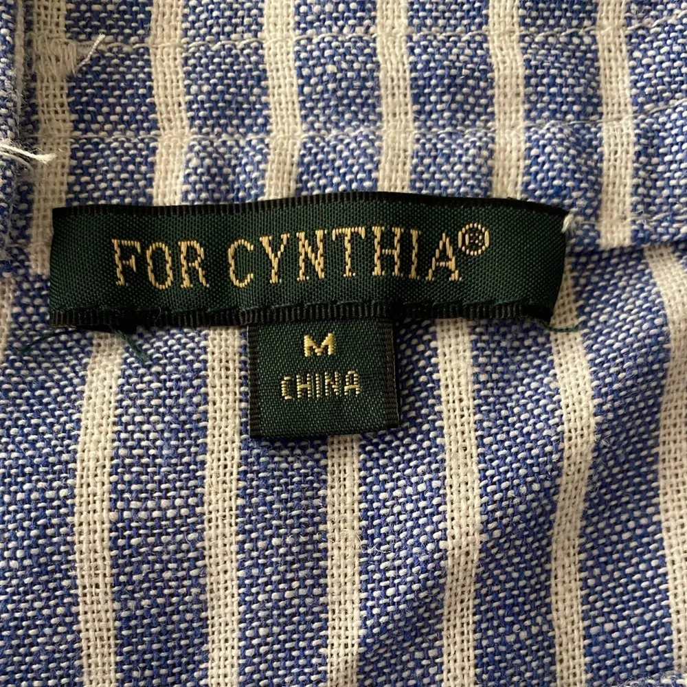 ForCynthia Linen Blend Striped Knee Length Shift Dress M - Image 10