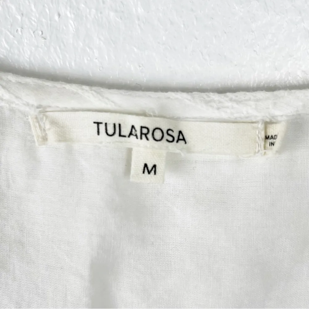 TULAROSA Rhonda White Fringe Lined Side Pockets Front Button Romper, Size Medium - Image 8