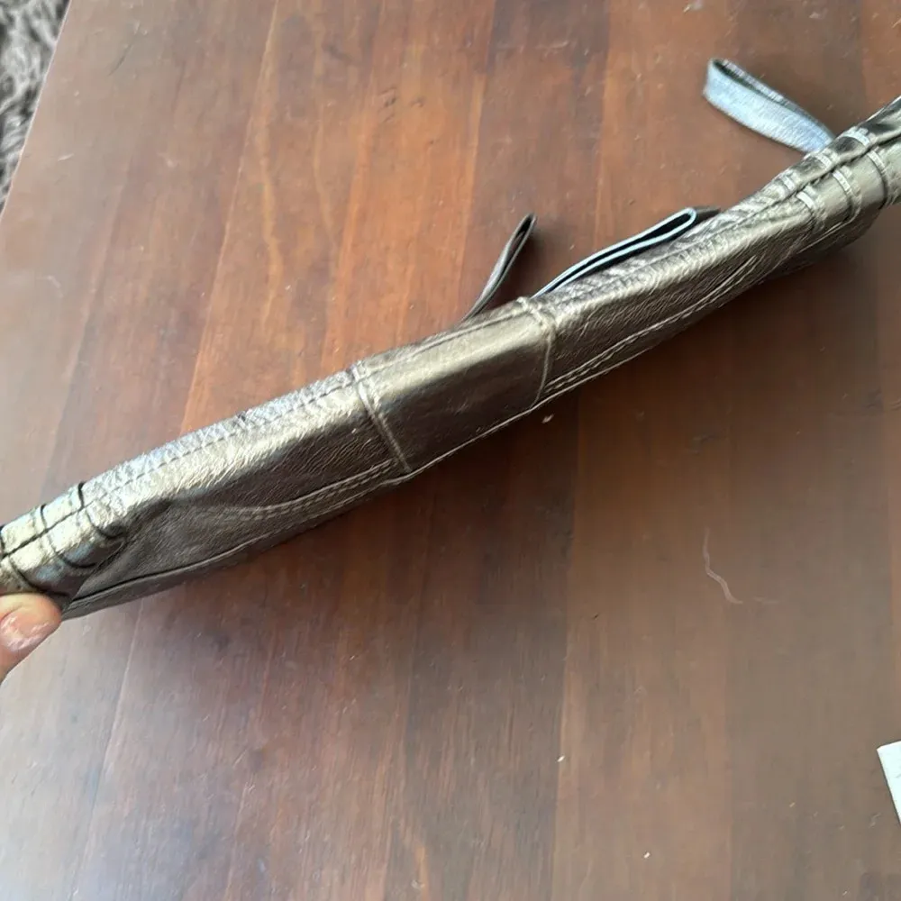 Andrew Marc metallic gunmetal clutch - Image 6