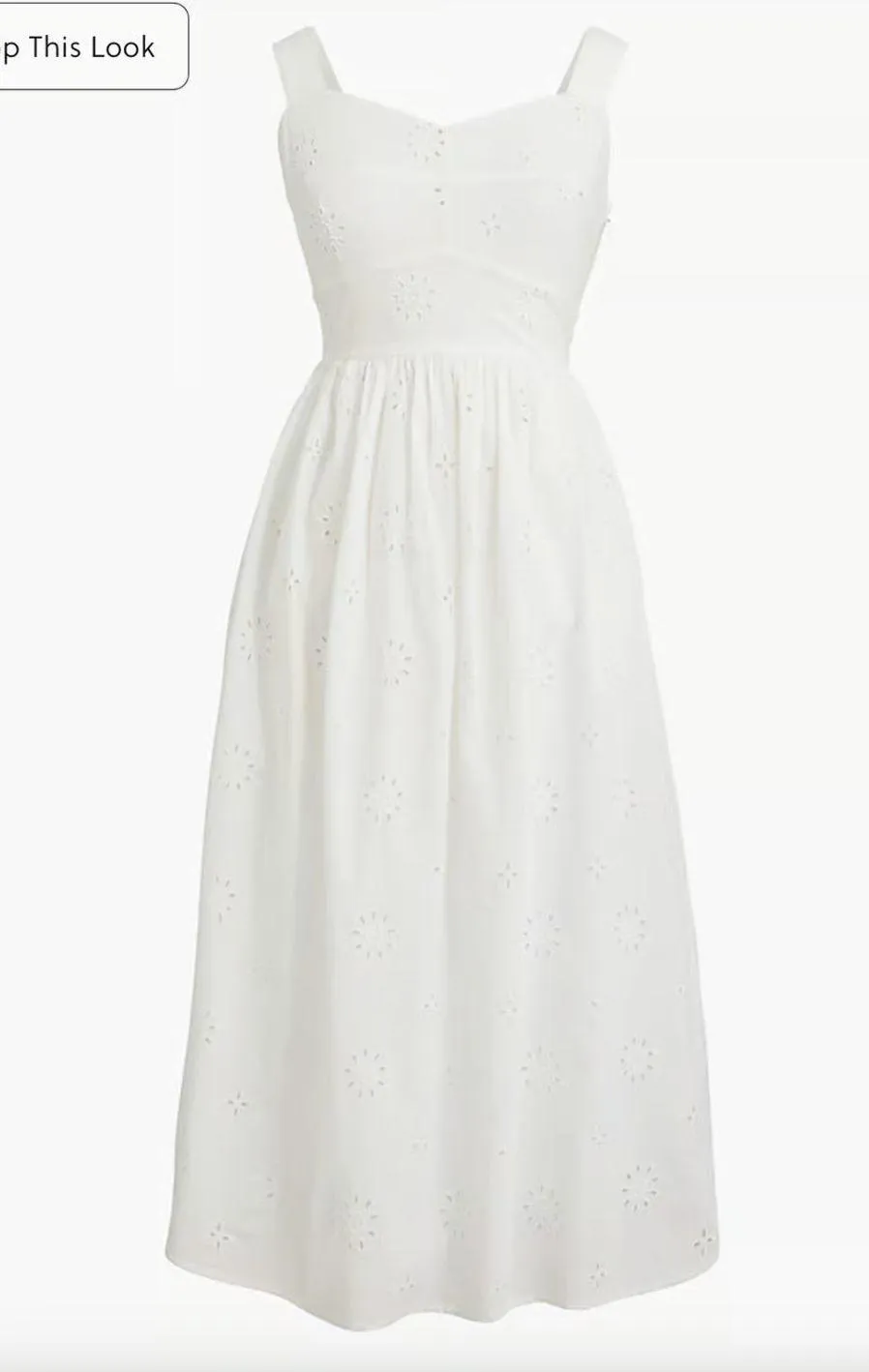 NEW J.Crew Eyelet Midi Dress Cotton Cottagecore Pockets Retro A Line White US 6 - Image 3