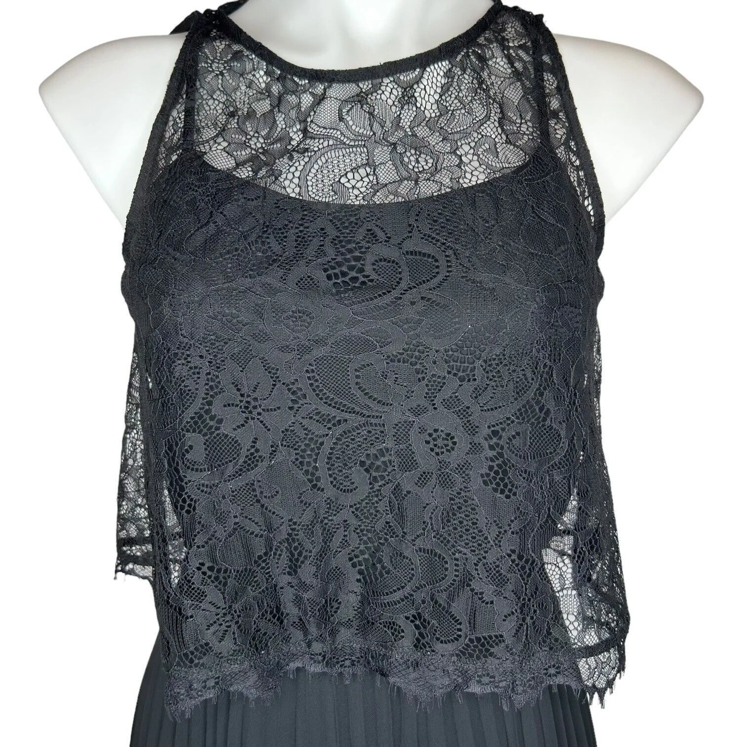 BCBGeneration Black Lace Popover‎ Accordion Pleated Dress Size 6 Small - Image 2