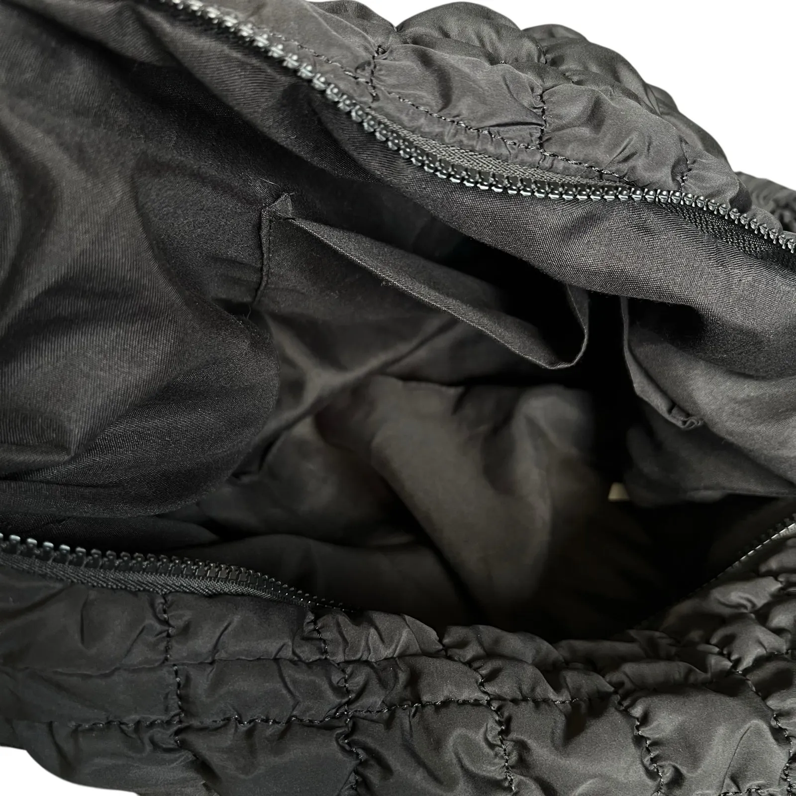Black Quilted Puffer Shoulder Crossbody Hobo Bag - Image 11