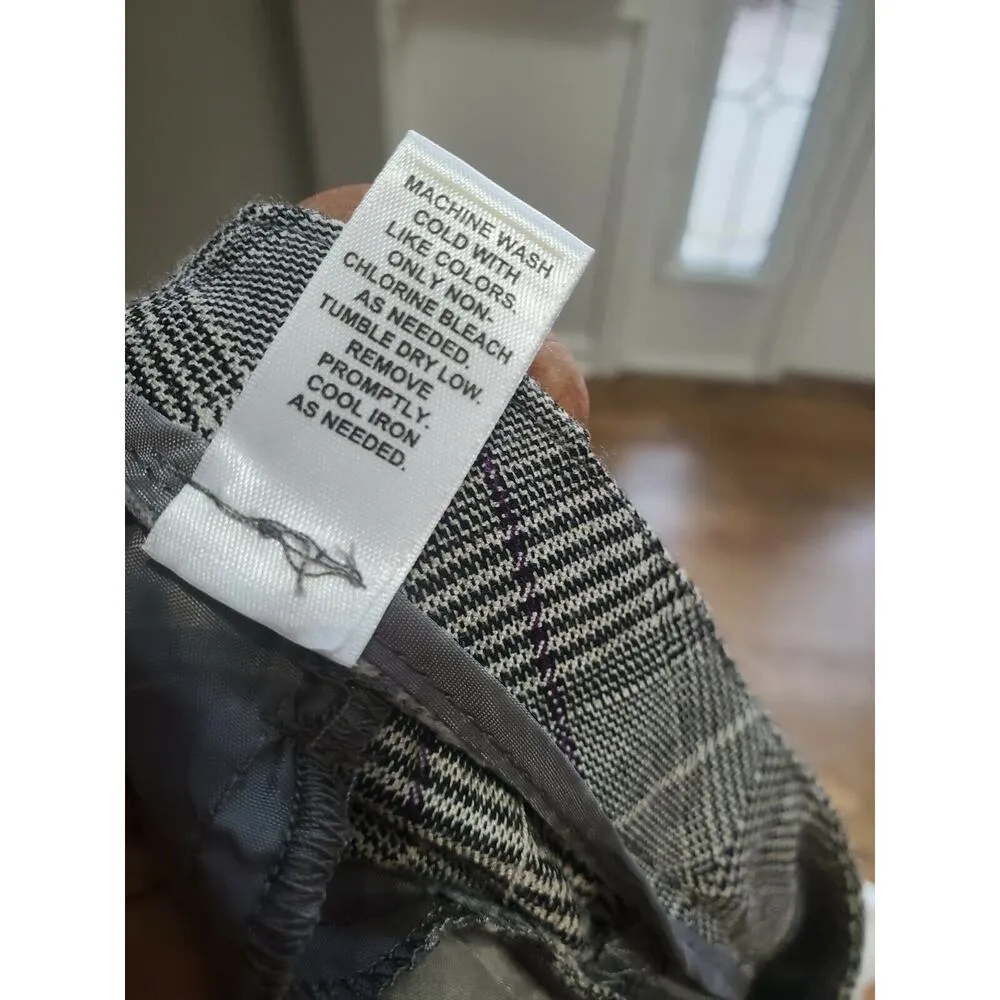 Cato Women's Plaid Gray Polyester Mid Rise Wide Leg Ankle Dress Pant Size 16 - Image 9