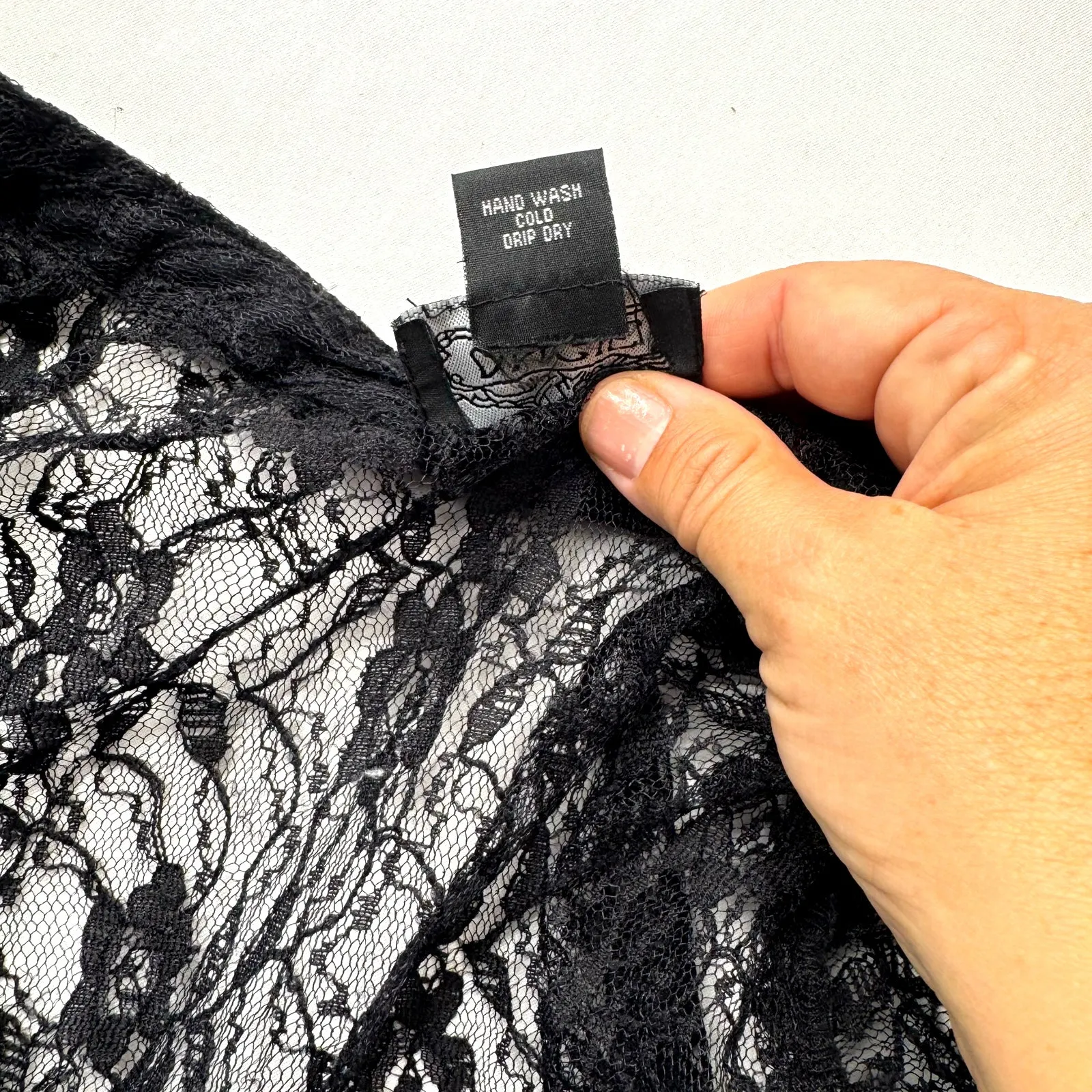 Black Lace Top Med Sheer Ruffles Romantic Goth Y2K Victorian Vampcore Angie - Image 8