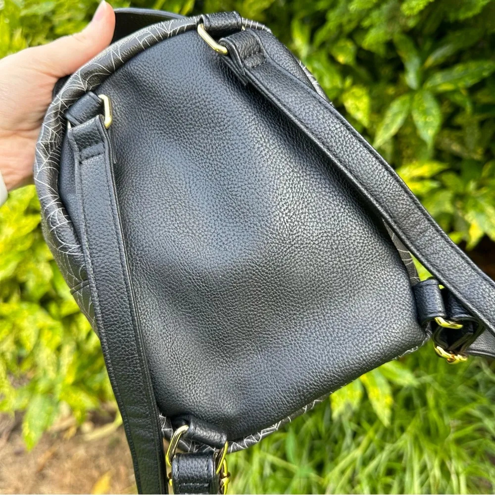 Betsey Johnson Halloween Vampire Cat Mini Backpack Purse Spiderweb / Floral - Image 4