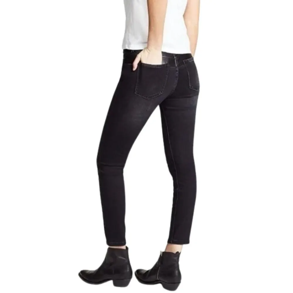 Current/Elliott Fused High Rise Stiletto Jeans Rocco Leather Piecing Black 26 - Image 3