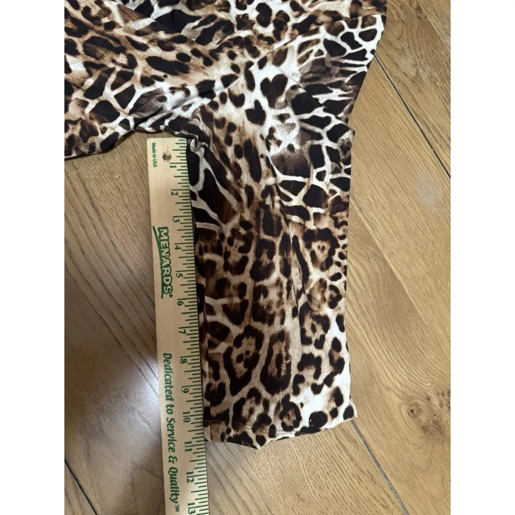 Susan Graver Top Sz XL Leopard Animal Print Layered Liquid Knit Ruffle Stretch - Image 8