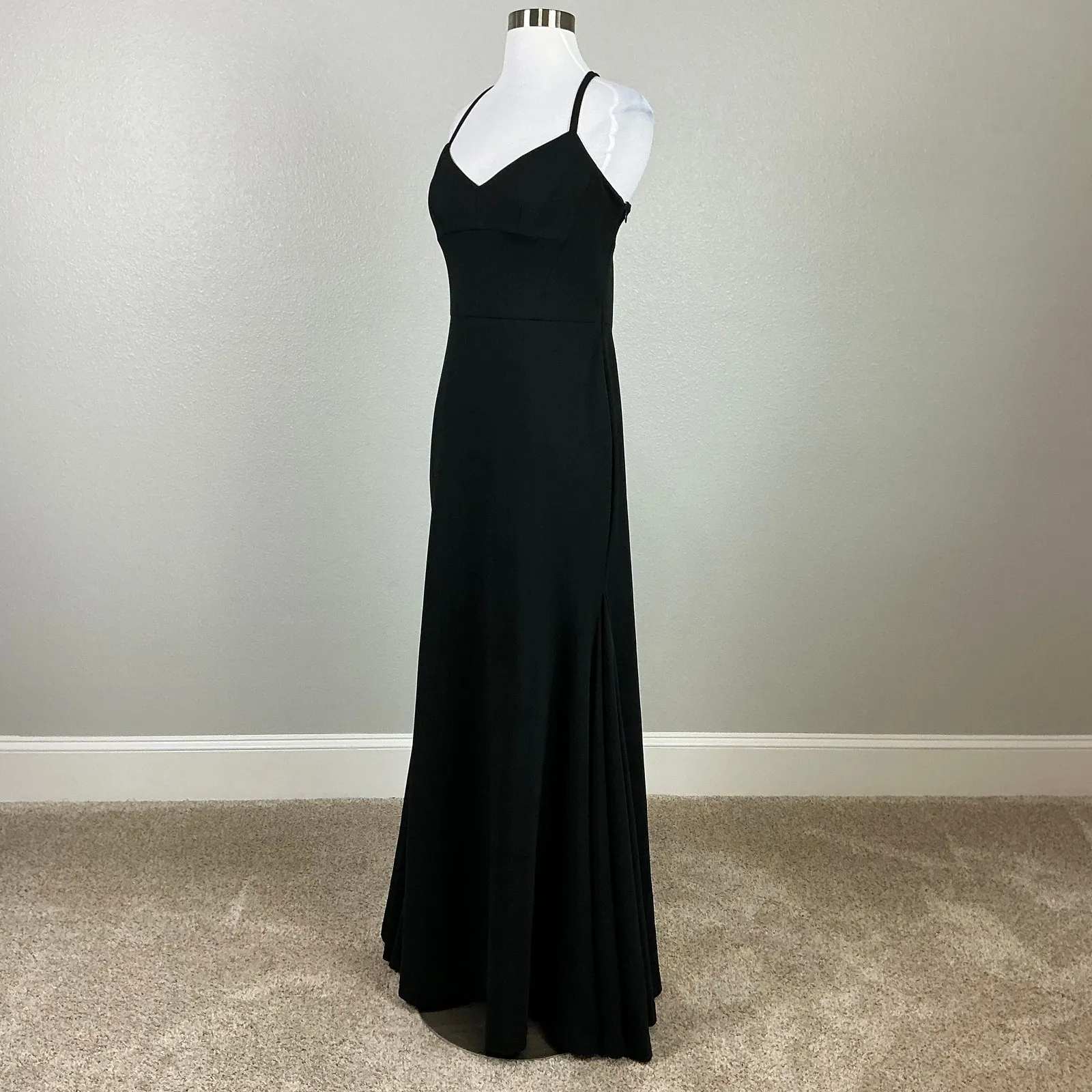 Vera Wang Backless Cut Out A-Line Long Evening Gown Black Size 4 Formal Dress - Image 4