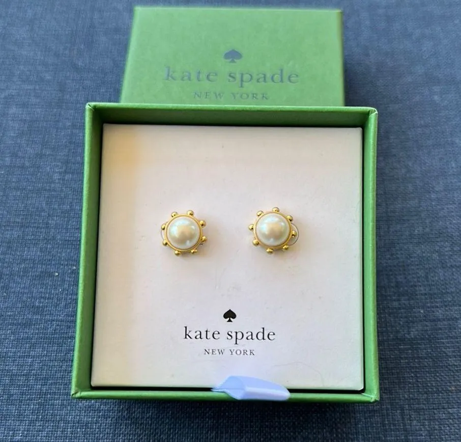Kate Spade Gold and Pearl Stud Earrings - Image 2