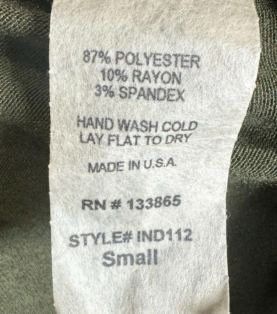 Long Sleeve Army Green Dress With Brown Suede Trim Size Small - Image 6