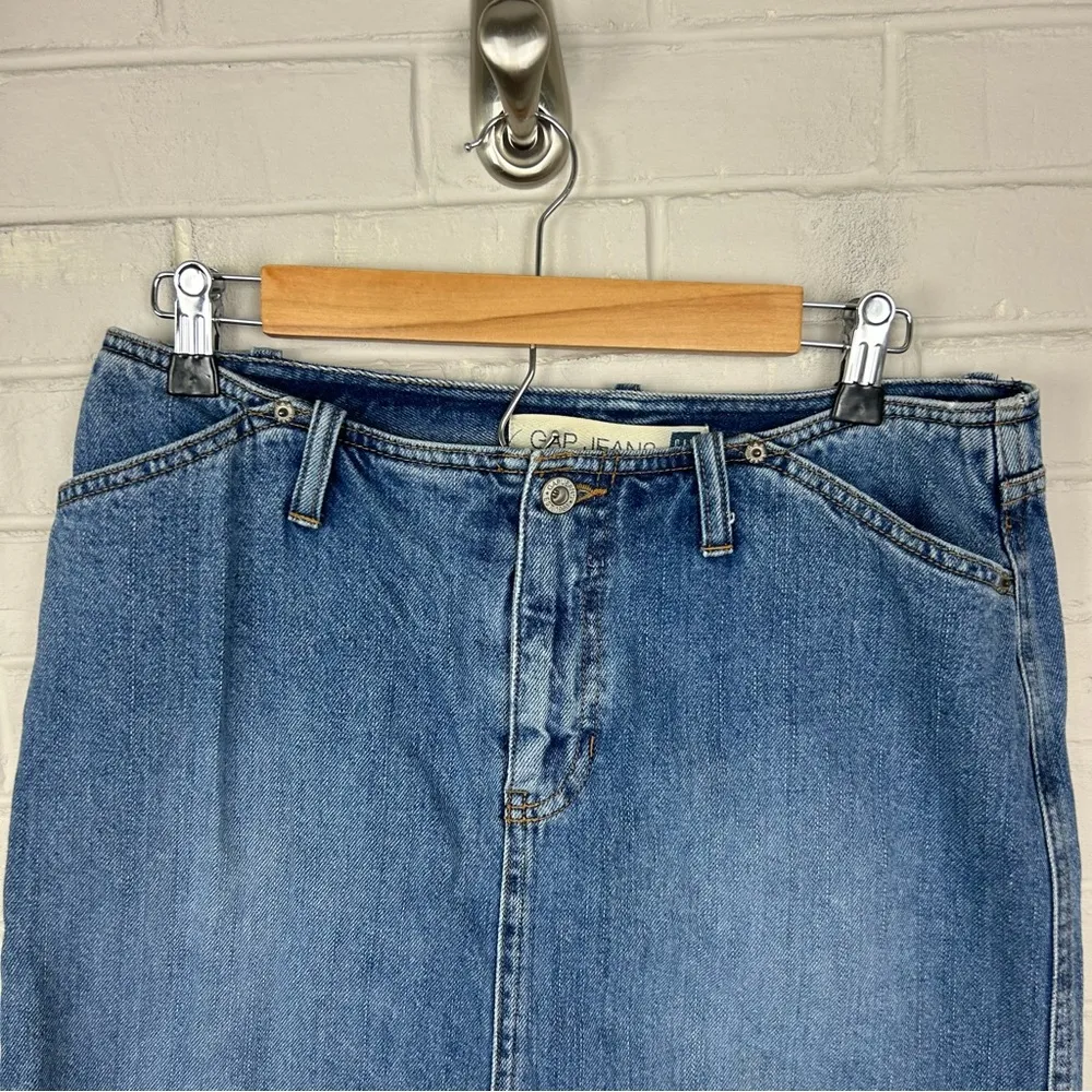 Gap Jeans Vintage Low Rise Cotton Denim Skirt Size 6 - Image 3