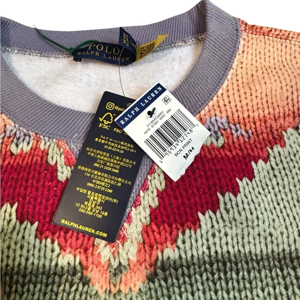Polo Ralph Lauren Womens Size Med Southwestern Fleece Sweatshirt Multi BCN Print - Image 8