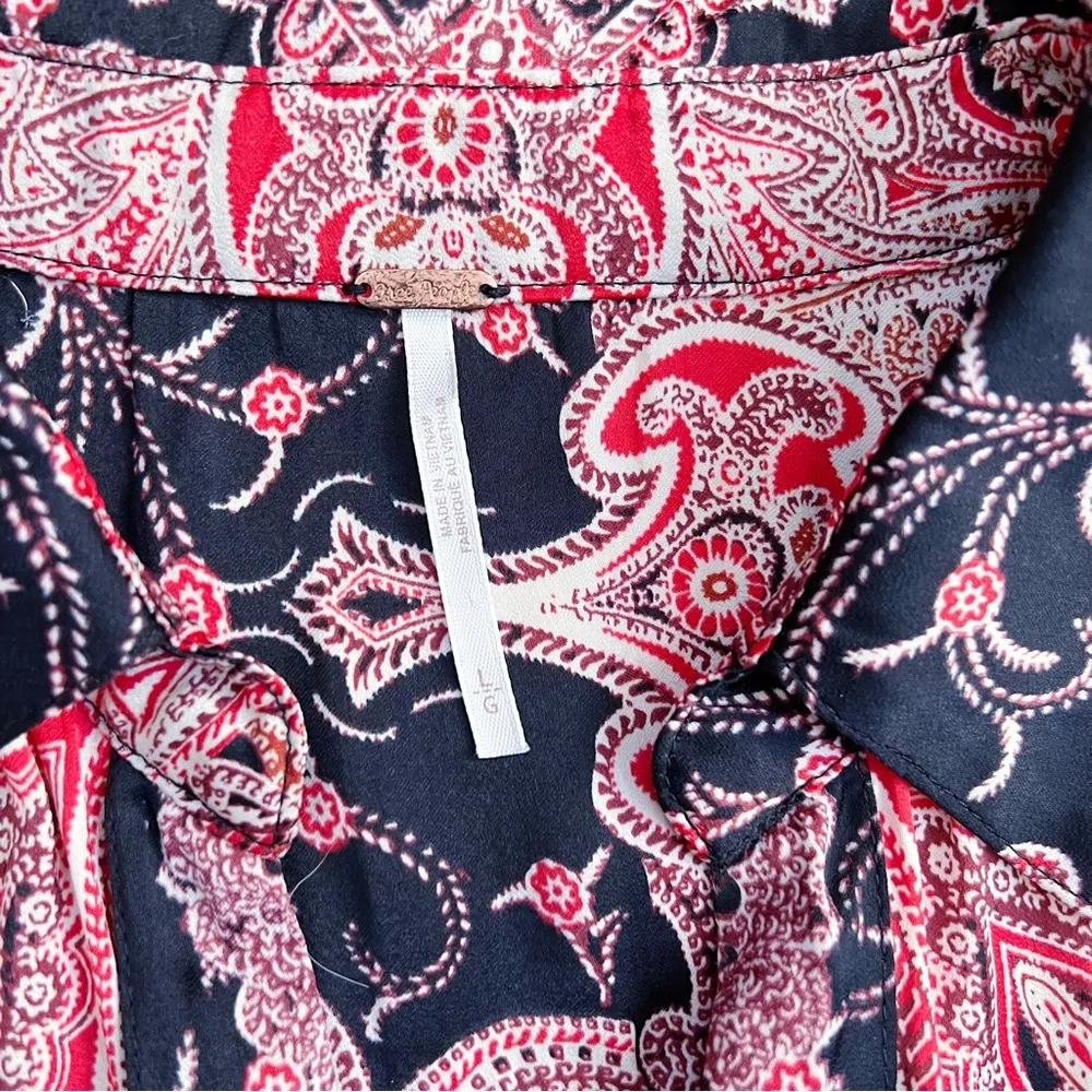 Free People • Field Of Butterflies Tunic top mini dress high low satin paisley - Image 5