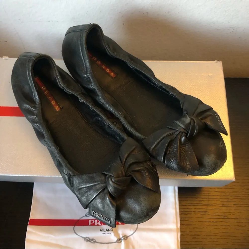 Prada Nappa Sport Nero Bow Ballet Flats - Image 4