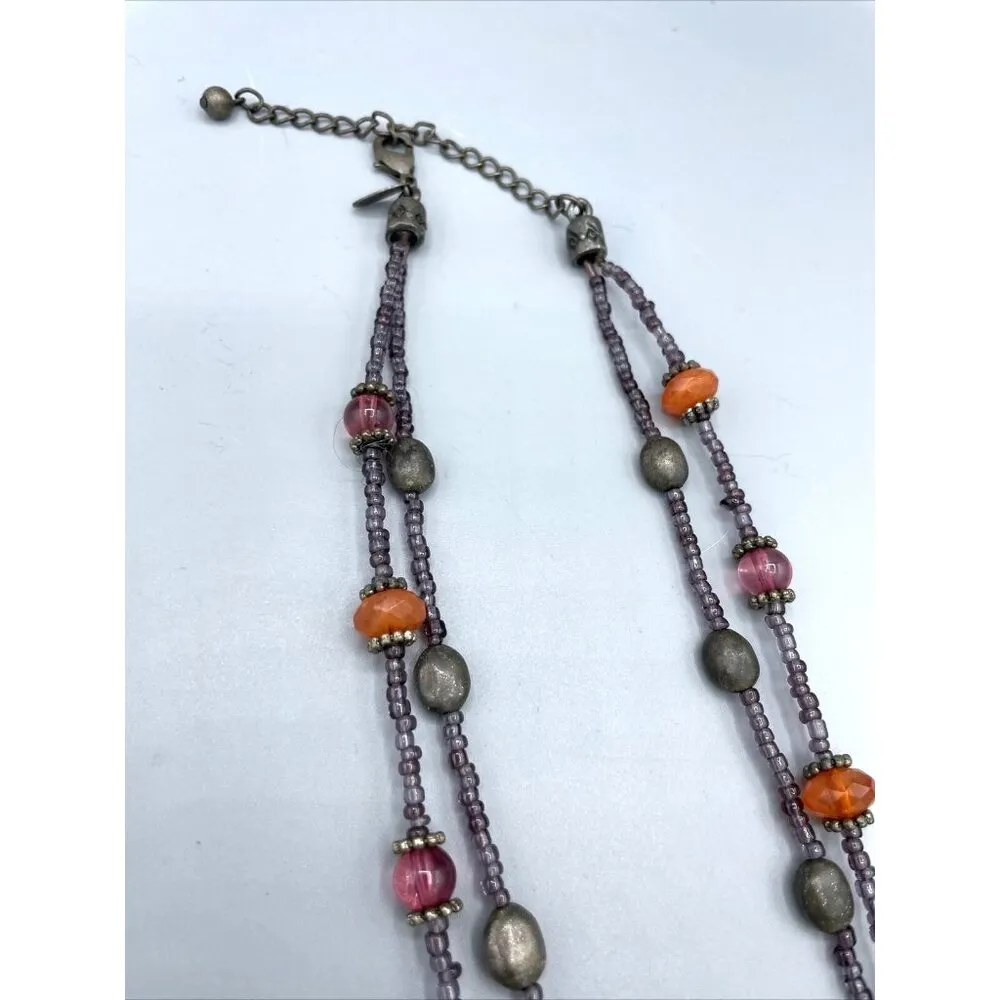 Laura Ashley‎ Necklace Beaded Chocker Metal Silver Colored Boho - Image 6