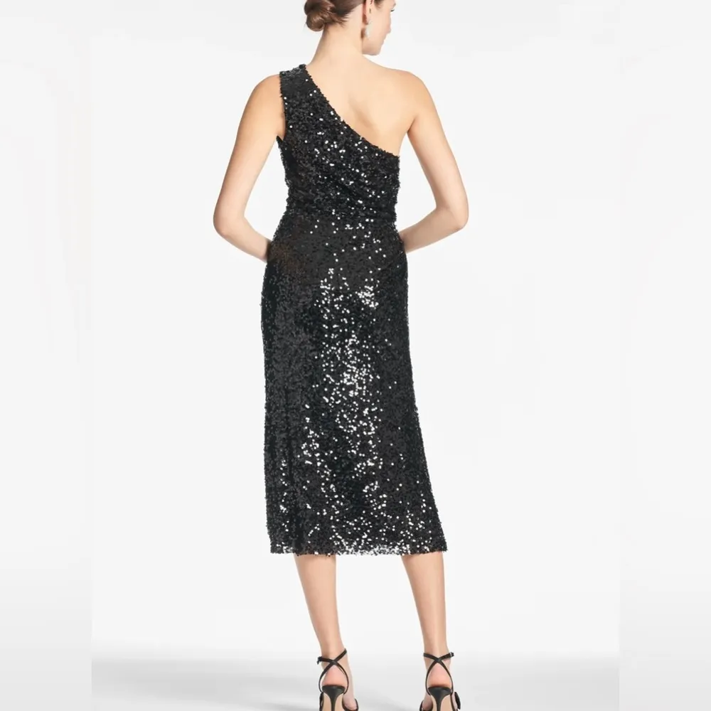 Sachin & Babi Carmen black sequin one shoulder dress NEW - Image 4