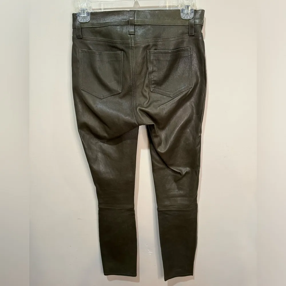 L’AGENCE Adelaide Dark Green Lambs Leather Pants Sz 25‎ - Image 5
