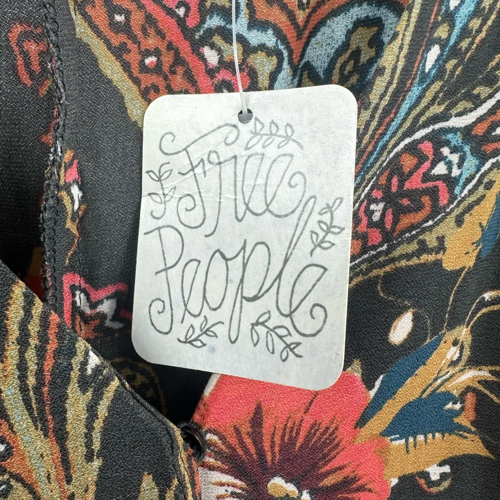 Free People NWT Women's High Plains V-Neck Paisley Print Mini Dress Size XS - Image 4