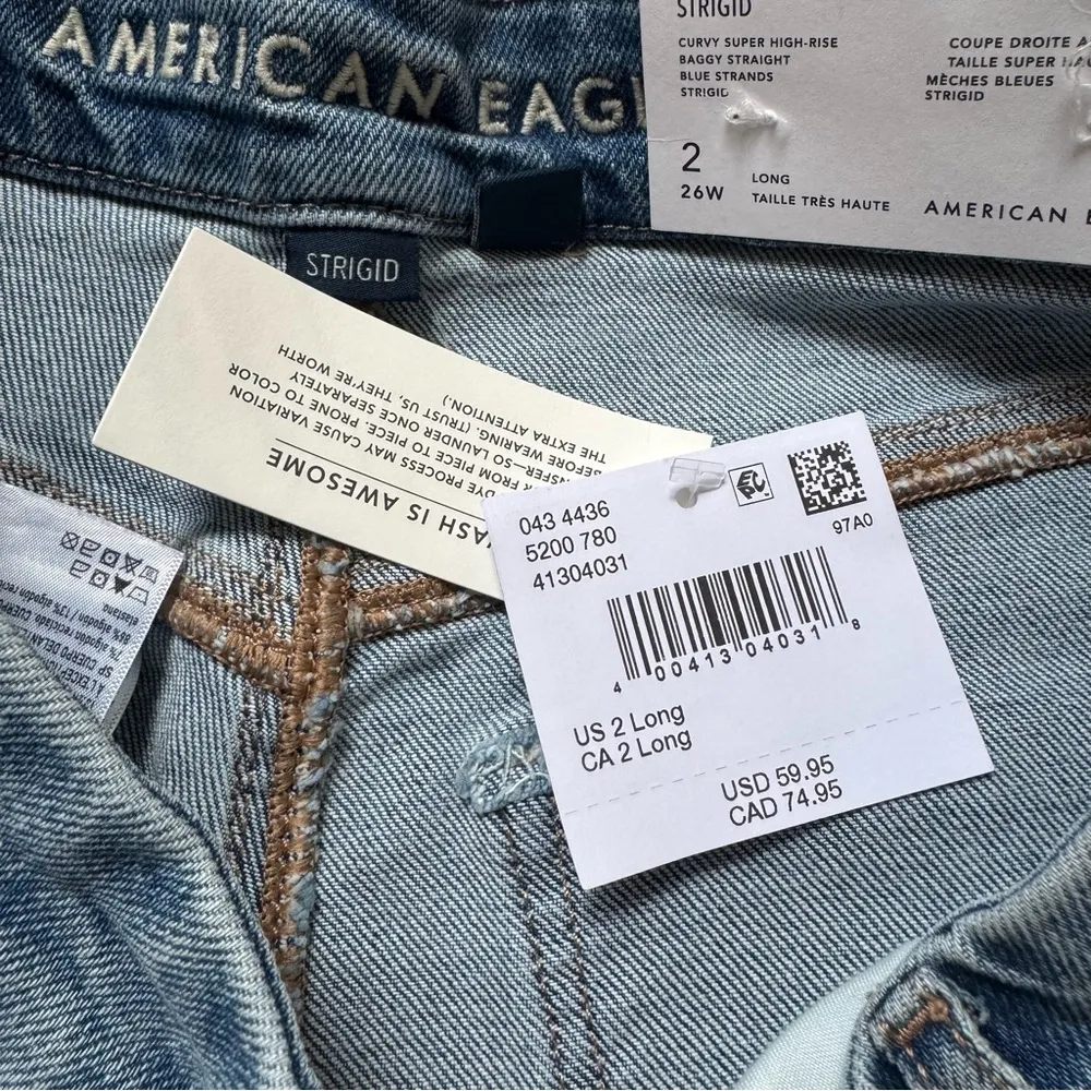 American Eagle Curvy Super High Rise Baggy Straight Jeans Size 2 Long - Image 9