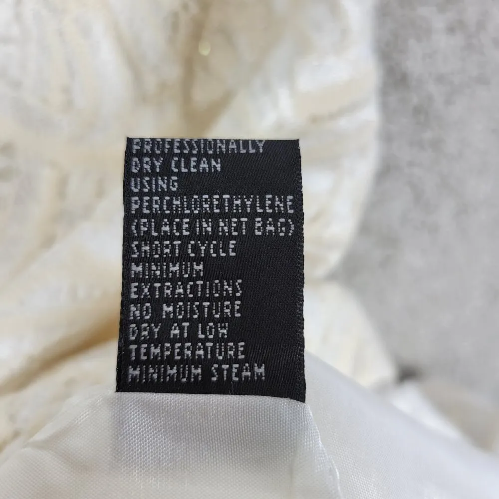 Carmen Marc Valvo Signature Lace and Beaded Skirt Womens 4 Ivory Overlay Knee - Image 8