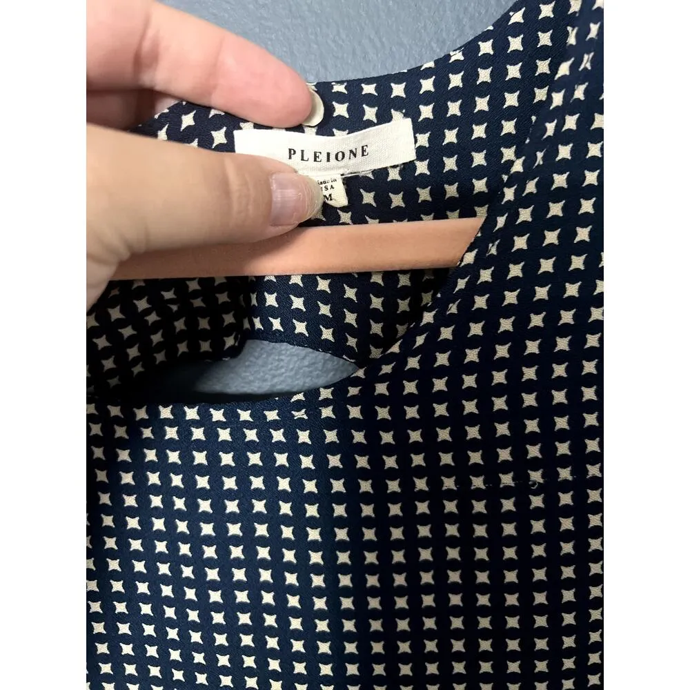 Pleione Shift Dress Size Medium Lagenlook Corp core Key hole back Block Pattern - Image 8