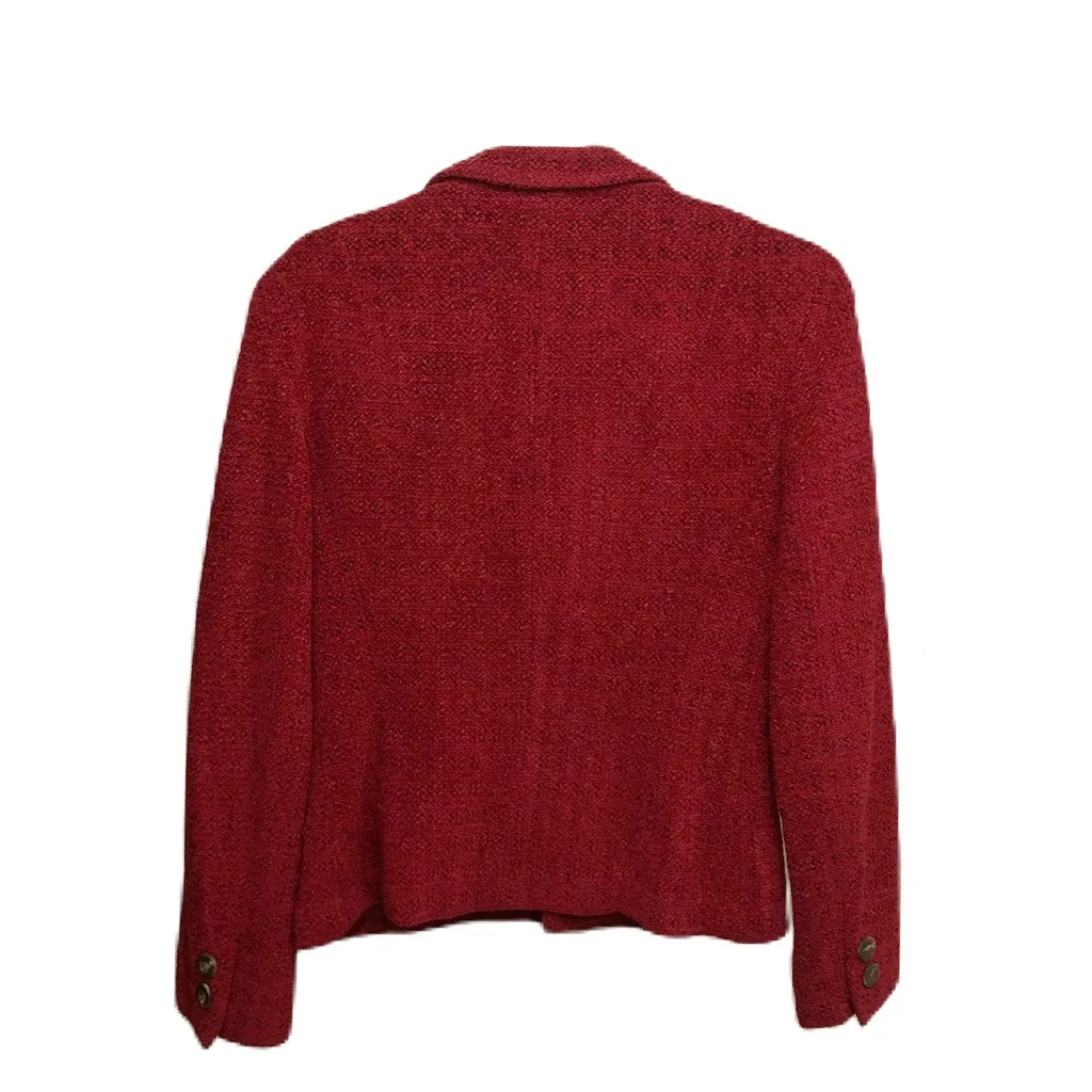Vintage Anne Klein II Women’s Tweed Blazer Jacket Wool Academia Career Red Sz 6 - Image 2
