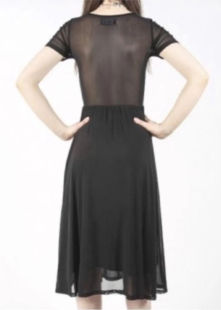 NEW! Iron Fist Mermaid For Life Sheer Black Midi Dress 3X Turquoise Blue Shells - Image 7