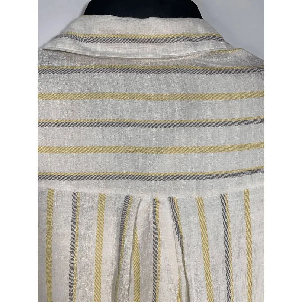 Love Notes Women’s Striped Button Down Long Sleeve Linen Shirt Multicolor Small - Image 6