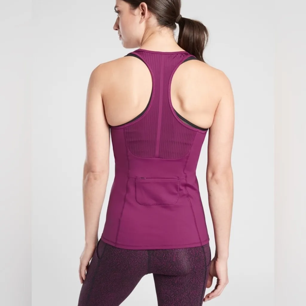 Athleta Vitality Rib Tank Racerback Pocket Velvet Plum Size Small - Image 2
