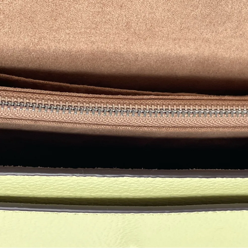 Coach Lane Leather Whipstitch Shoulder Bag Pale Lime Silver Trim - Image 6