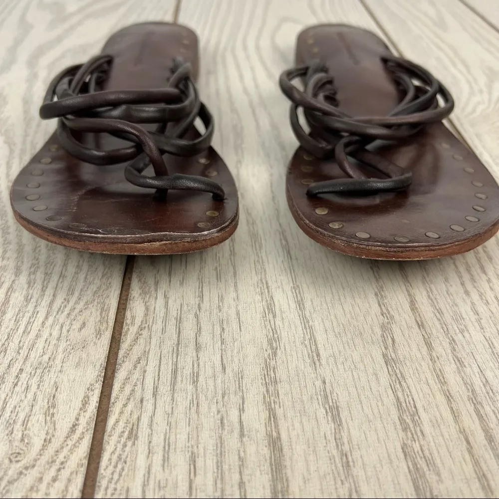 Vintage Foundry Co. Zaria Strappy Leather Thong Sandals 9 Brown $150 - Image 5