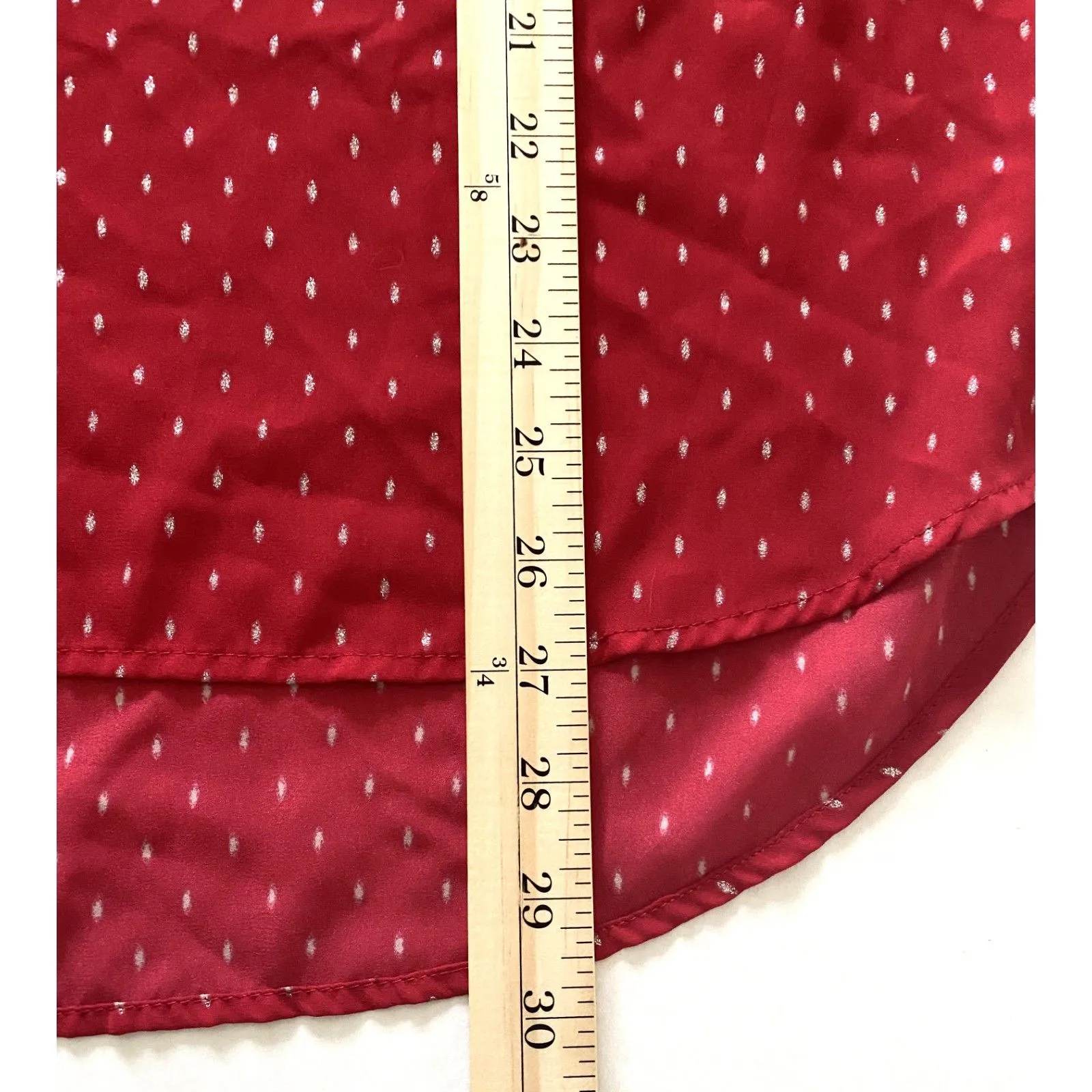 Faded Glory Red Silver Details Long Sleeve V-Neck Buttons Tunic Top Sz XXL (20) - Image 7