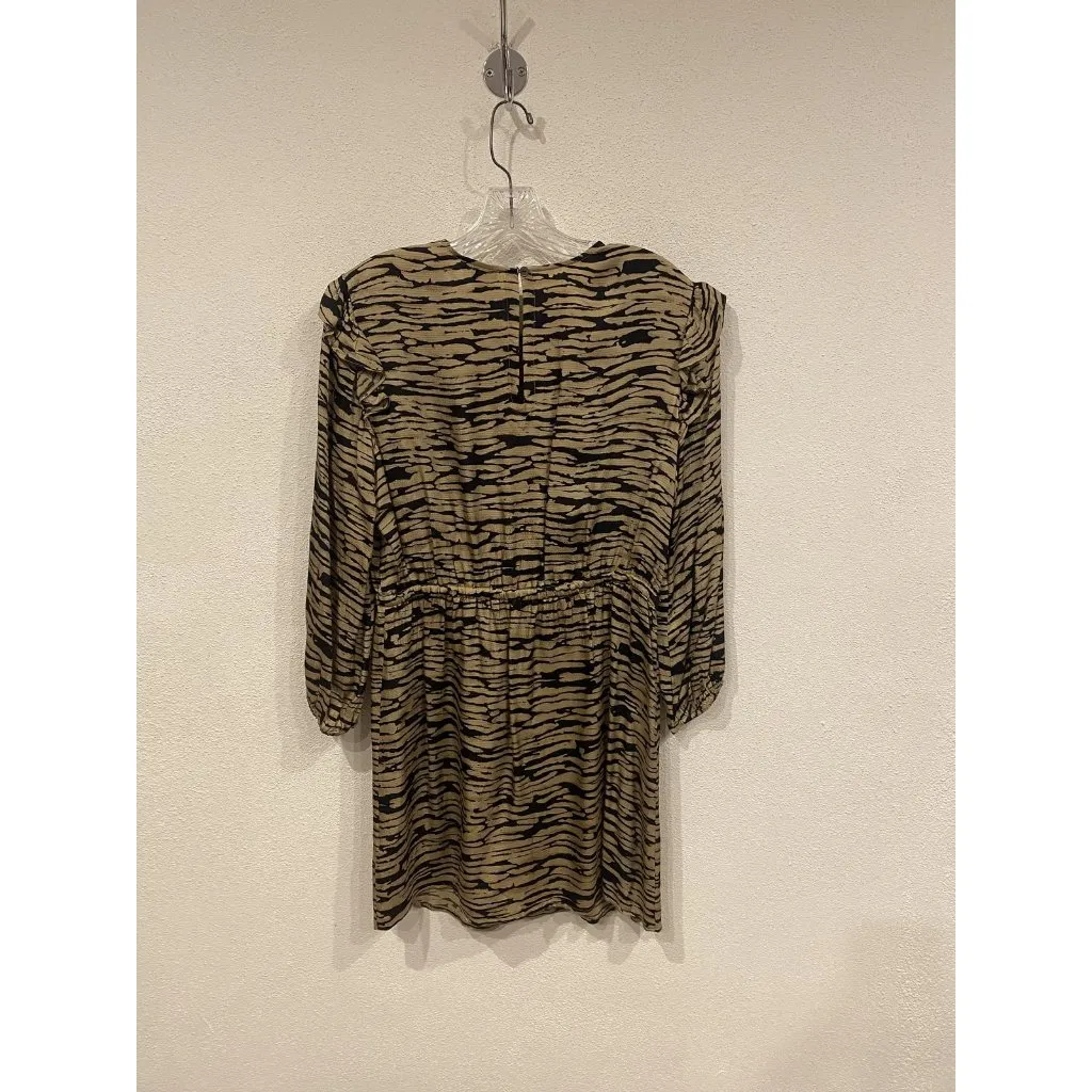 Rails Dress Womens Medium Tan Black Print Ora Canyon Tie Waist Long Sleeve - Image 5