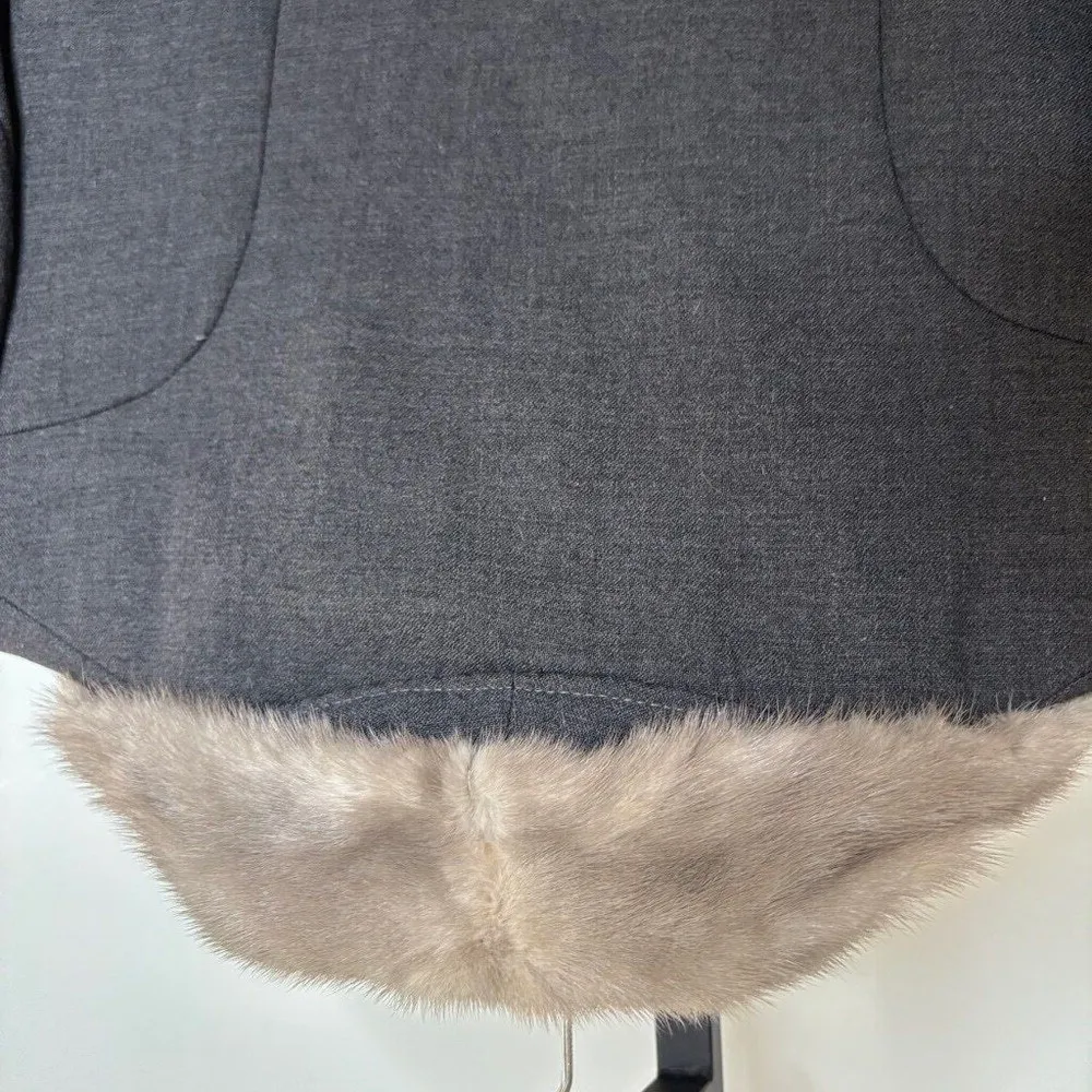 Vtg Joseph R. Harris Wool Coat‎ Gray Sz S Genuine Fur Collar ILGWU Made Luxury - Image 6