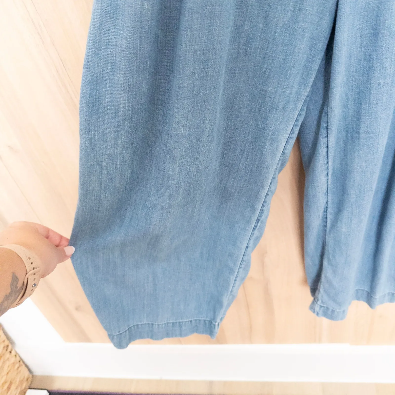 Abercrombie & Fitch Womens Denim Jumpsuit Size M Blue Wide Leg Casual Y2K Street - Image 3