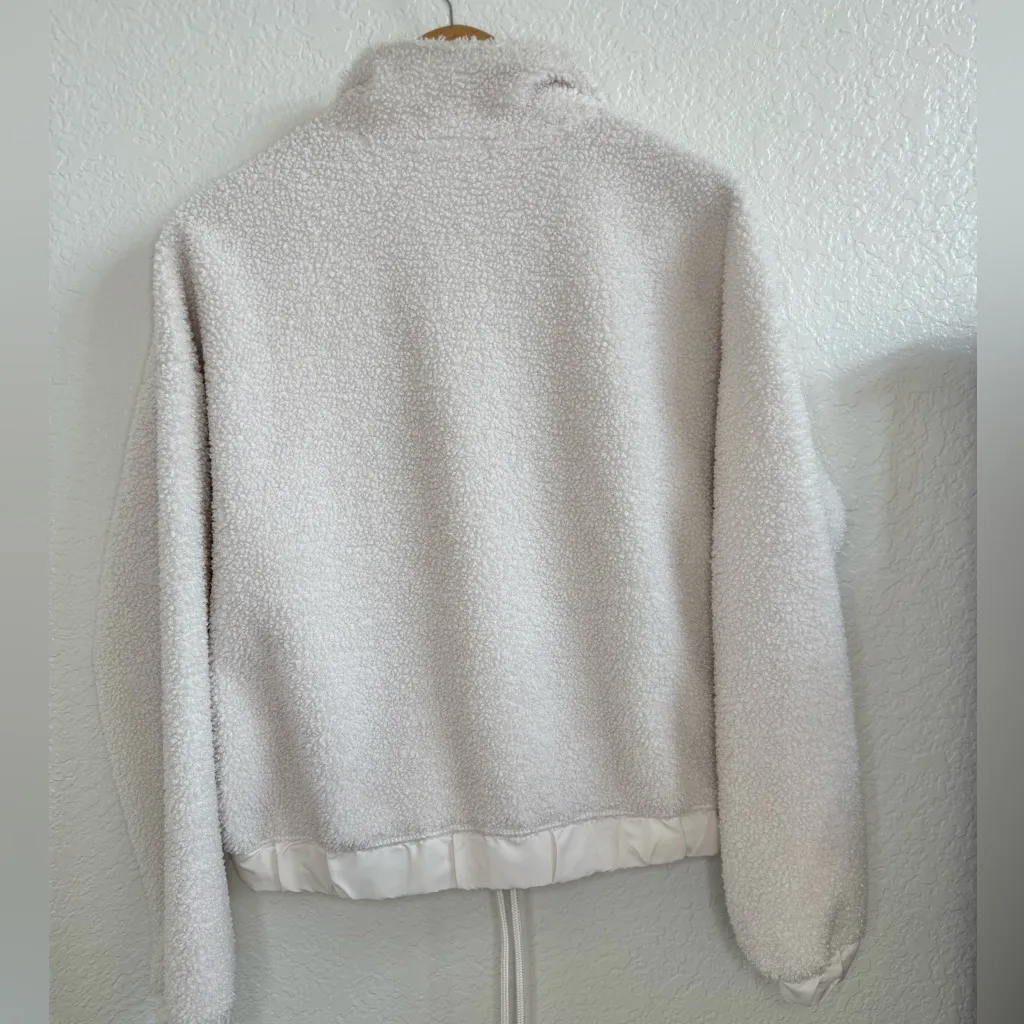 Bailey 44 Sherpa Jacket Teddy Coat Pullover Cropped Relax Fit Cozy Off White XS - Image 4