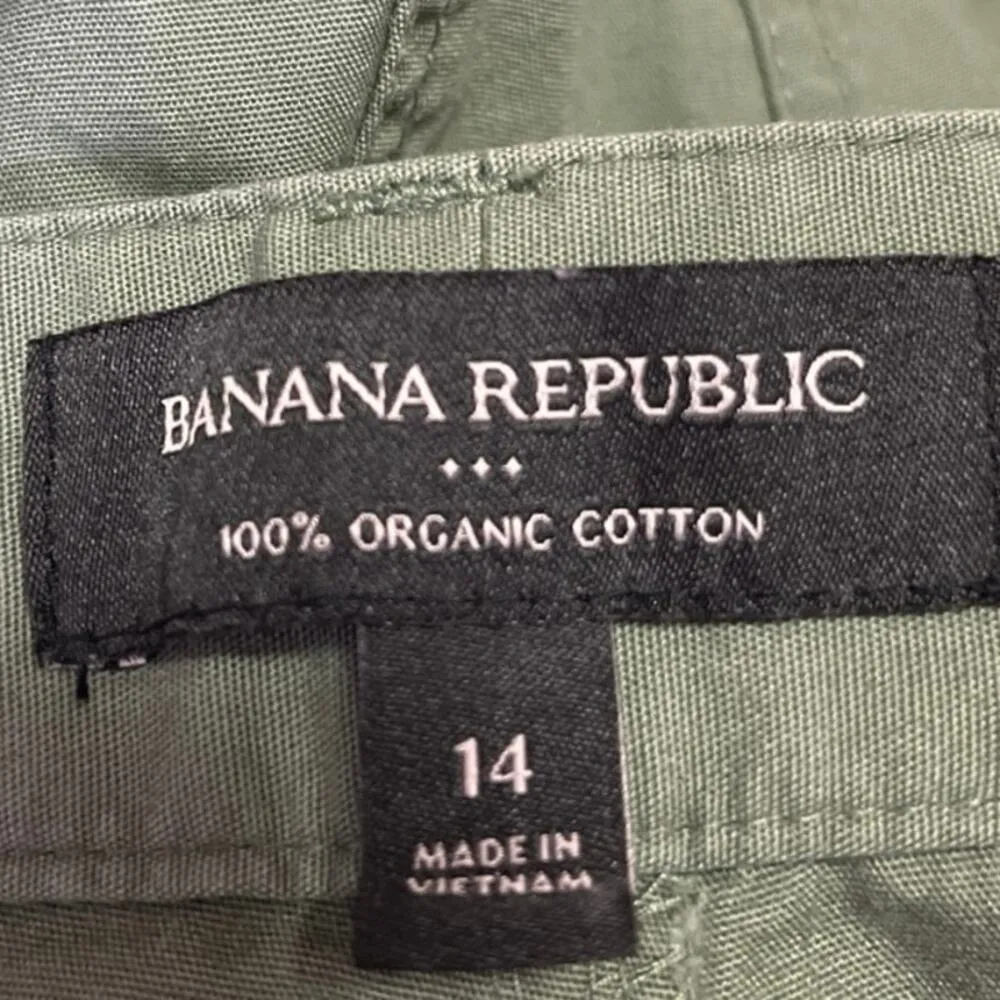 Banana Republic Olive Green Straight High Waist Distressed Windbreaker Pants 14 - Image 4