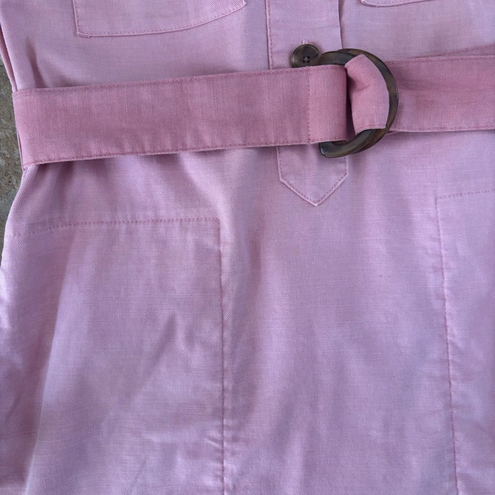 Faherty Dress Womens Size XXS Pink Avalon Shift Dress Mini Half Button Pockets - Image 5