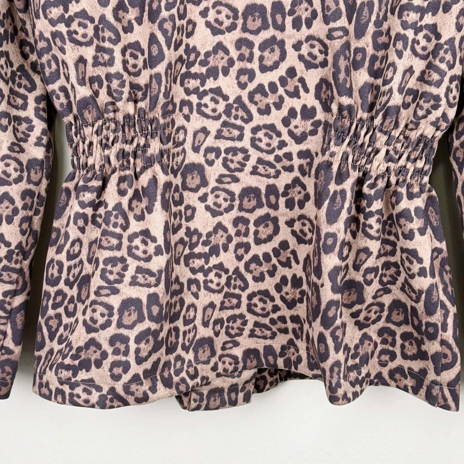 Alice Blue Leopard Print Jacket Faux Fur Collar Snap Front Women's Small - Image 9