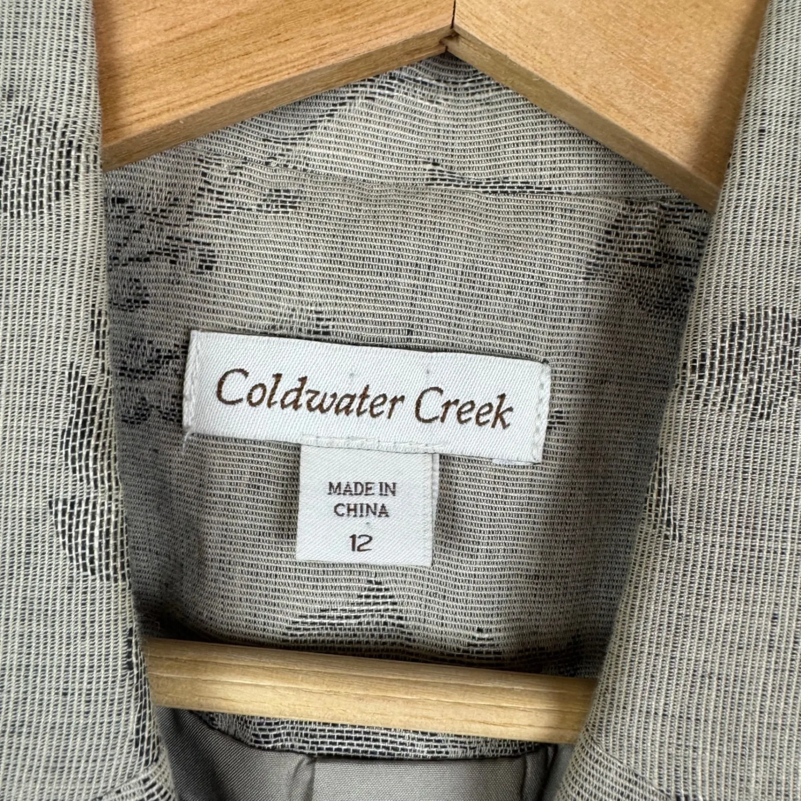 Coldwater Creek Floral Tapestry Linen Cotton Blazer Size 12 Jacket Boho Neutral - Image 5