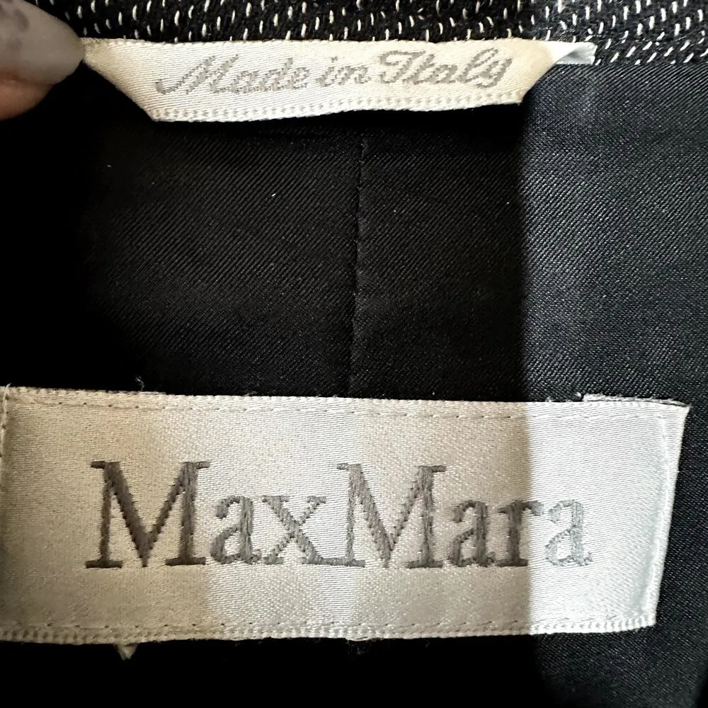 Max Mara Virgin Wool Blazer Suit Jacket Notched Collar Button Dark Gray 6 - Image 3