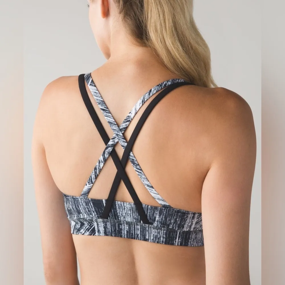 Lululemon Energy Bra Heat Wave White Black / Black Sports Bra Sz 6 - Image 2