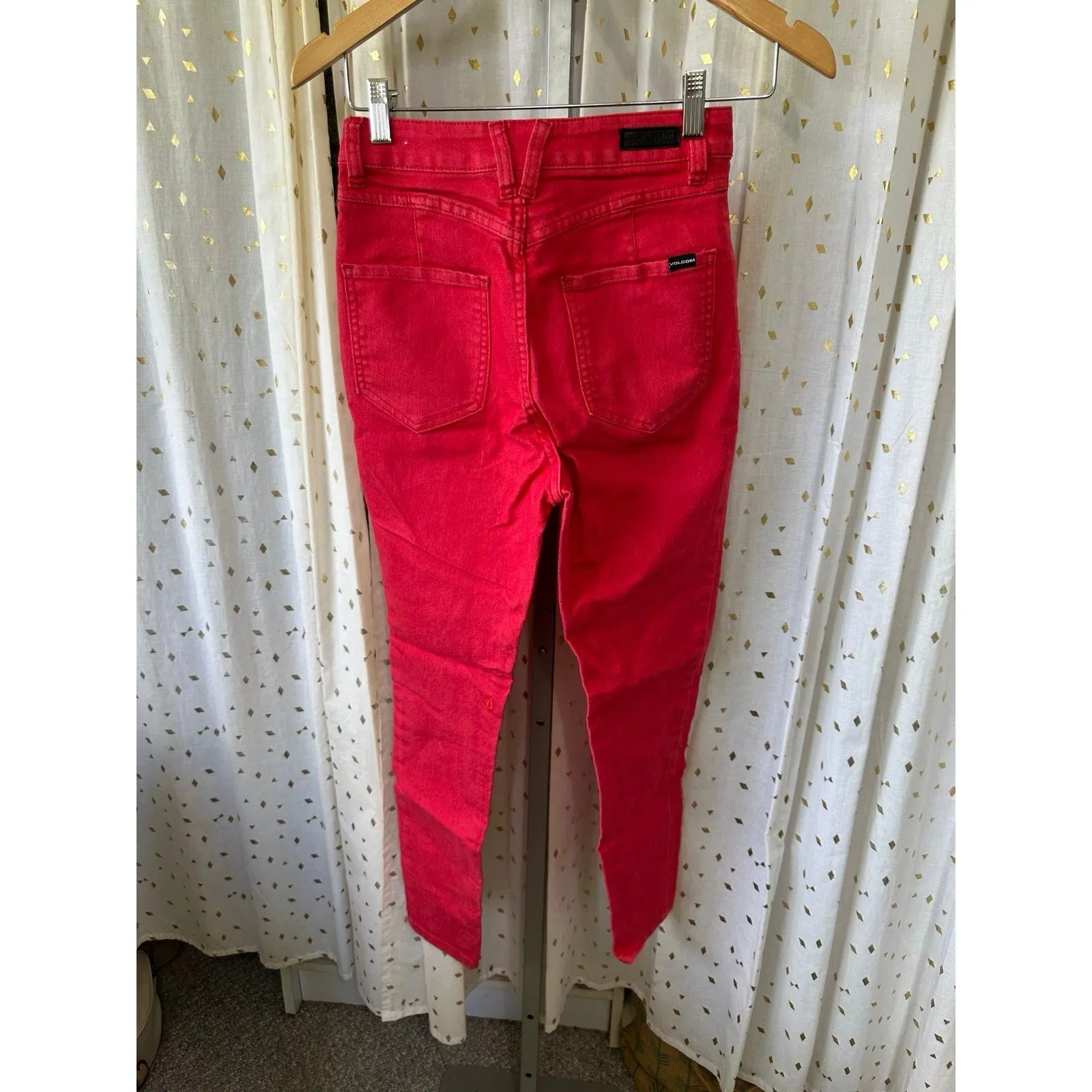 Volcom X Georgia May Jagger GMJ Collab High Rise Jegging Red Denim Jeans 26 - Image 3