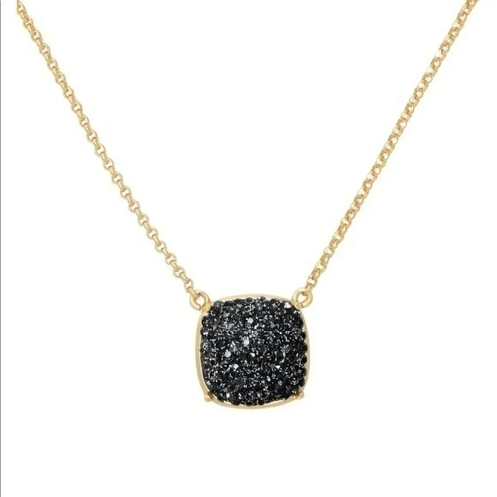 Kate Spade New York Black Pavé Stone Pendant Necklace Gold Tone NWT - Image 4