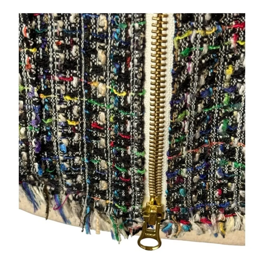 Ramy Brook Jacket Women Small Black Tweed Leather Sleeve And Trim Full Zip Retro - Image 6