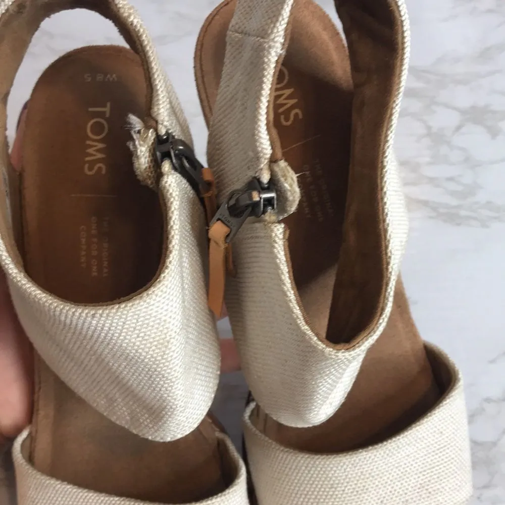 TOMS Majorca Cutout block heel shoes Sandals Beige Natural Women Size 8.5 - Image 8