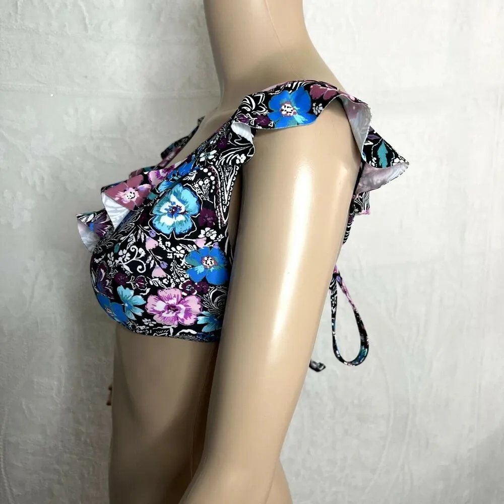 Floral Ruffle Sleeve Bikini Top - Image 2