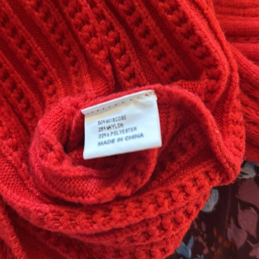 ZESICA LONG
SLEEVE CREW NECK
CABLE KNIT LOOSE
PULLOVER SWEATER Red Size L - Image 6